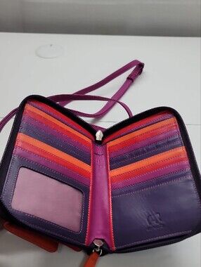 Mywalit Copacabana colorblock leather crossbody wallet